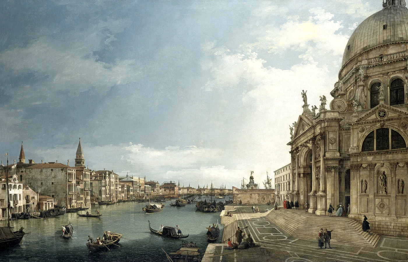 El Gran Canal de Venècia i Santa Maria della Salute, segons una pintura de domini públic de Canaletto